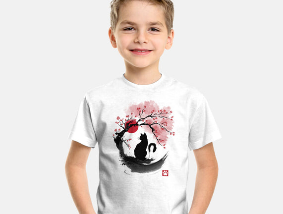 Sakura Cat Sumi-e
