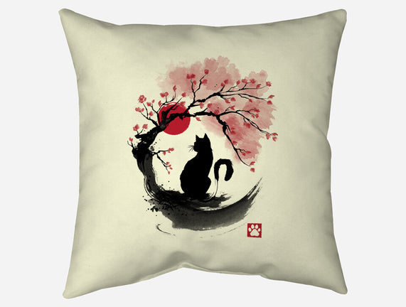 Sakura Cat Sumi-e