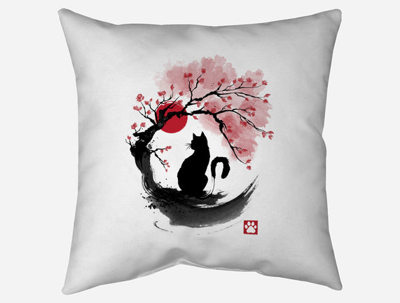 Sakura Cat Sumi-e