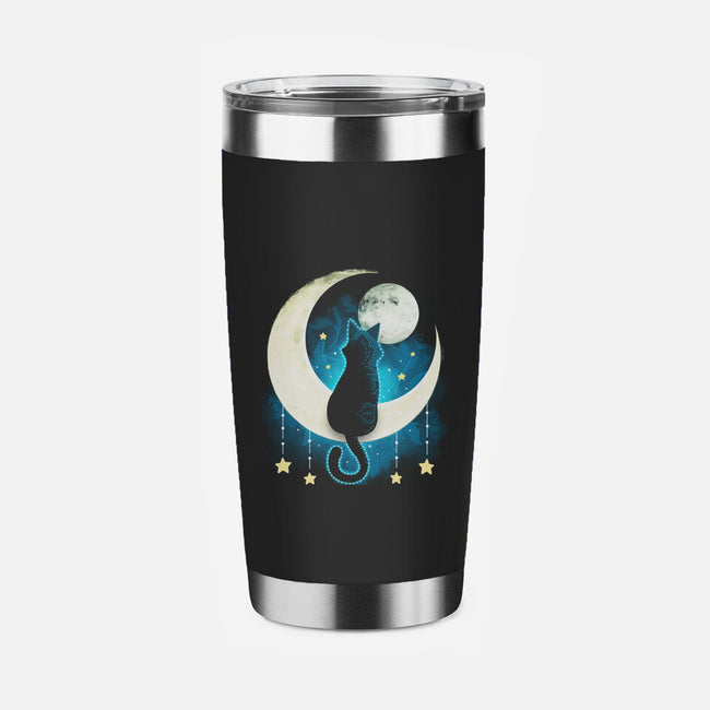 Black Moon Cat-none stainless steel tumbler drinkware-Vallina84
