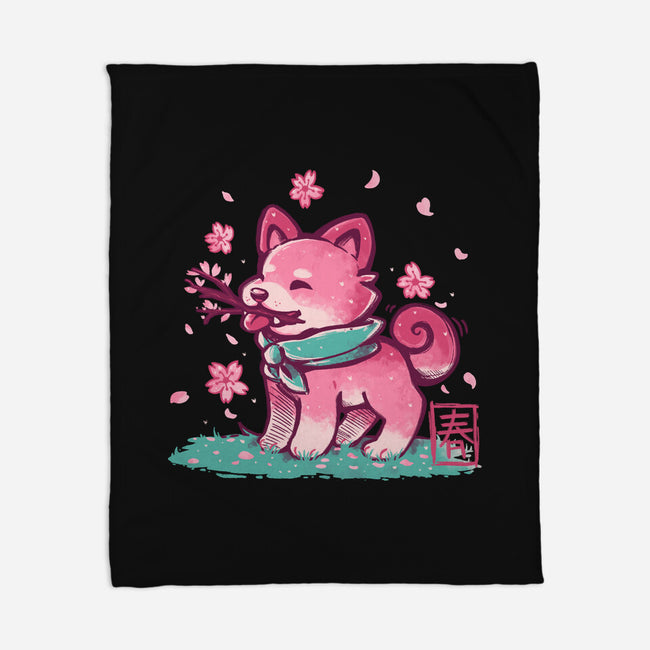 Spring Time Shiba-none fleece blanket-TechraNova