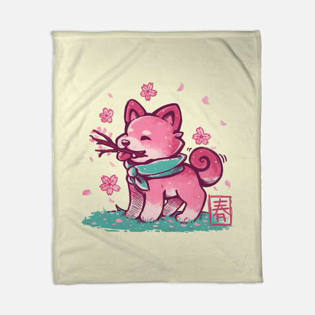 Spring Time Shiba-none fleece blanket-TechraNova