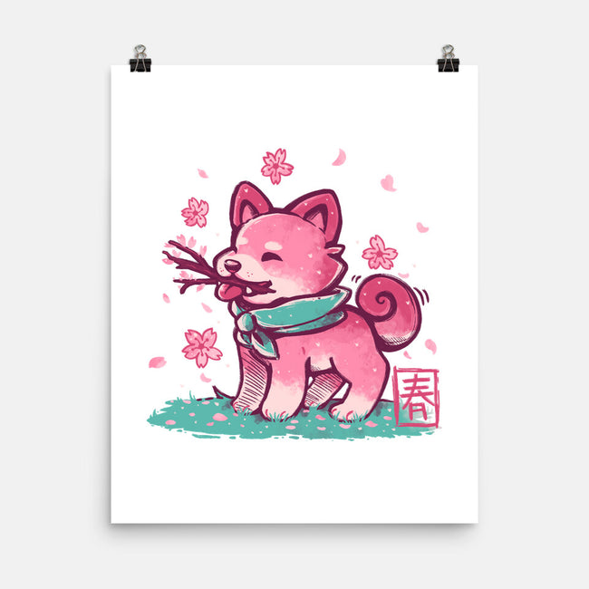 Spring Time Shiba-none matte poster-TechraNova