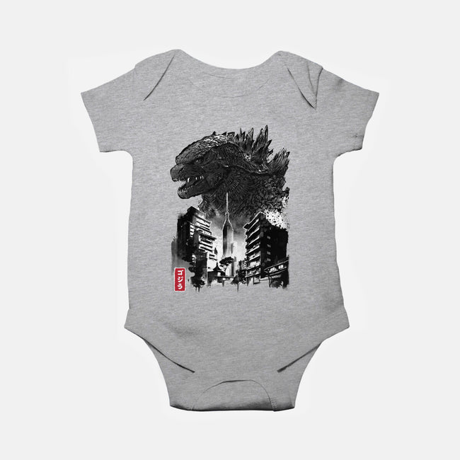 Godzilla Sumi-e-baby basic onesie-DrMonekers