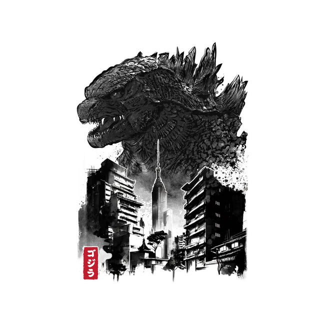 Godzilla Sumi-e-none memory foam bath mat-DrMonekers