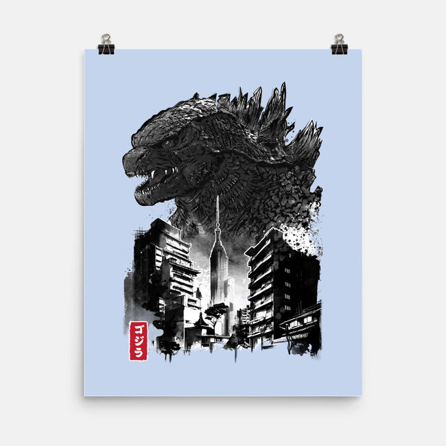 Godzilla Sumi-e-none matte poster-DrMonekers