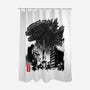 Godzilla Sumi-e-none polyester shower curtain-DrMonekers