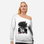 Godzilla Sumi-e-womens off shoulder sweatshirt-DrMonekers