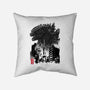 Godzilla Sumi-e-none removable cover w insert throw pillow-DrMonekers