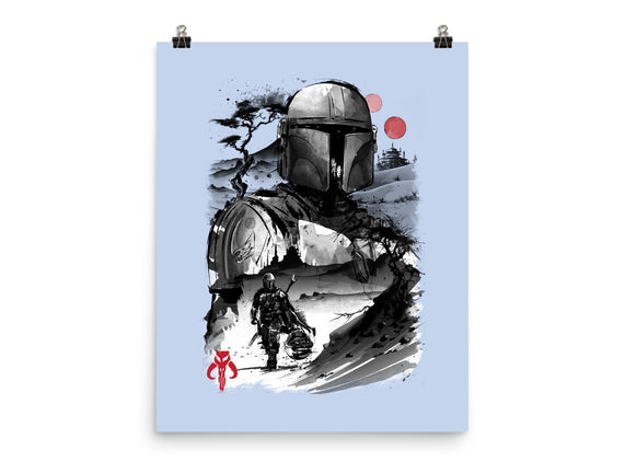 Bounty Hunter In The Desert Sumi-e