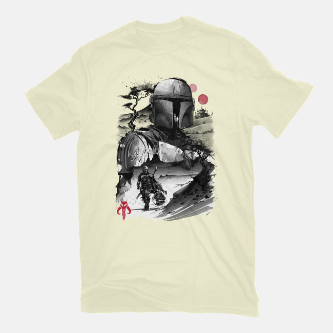 Bounty Hunter In The Desert Sumi-e-mens basic tee-DrMonekers