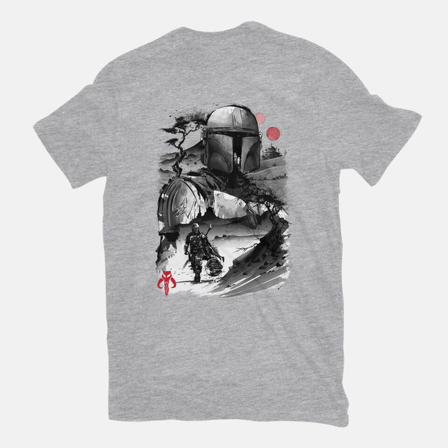 Bounty Hunter In The Desert Sumi-e-mens basic tee-DrMonekers