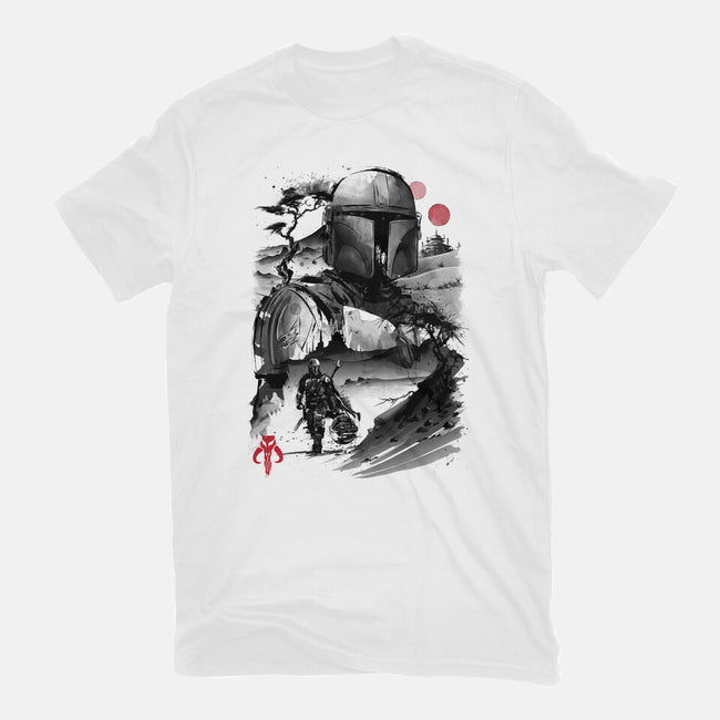 Bounty Hunter In The Desert Sumi-e-mens basic tee-DrMonekers