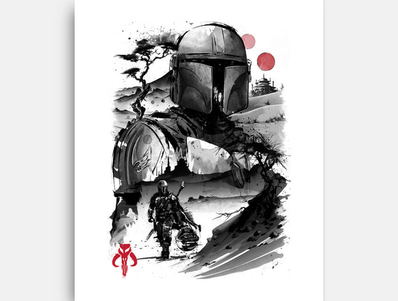 Bounty Hunter In The Desert Sumi-e
