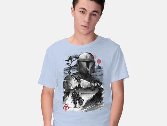 Bounty Hunter In The Desert Sumi-e