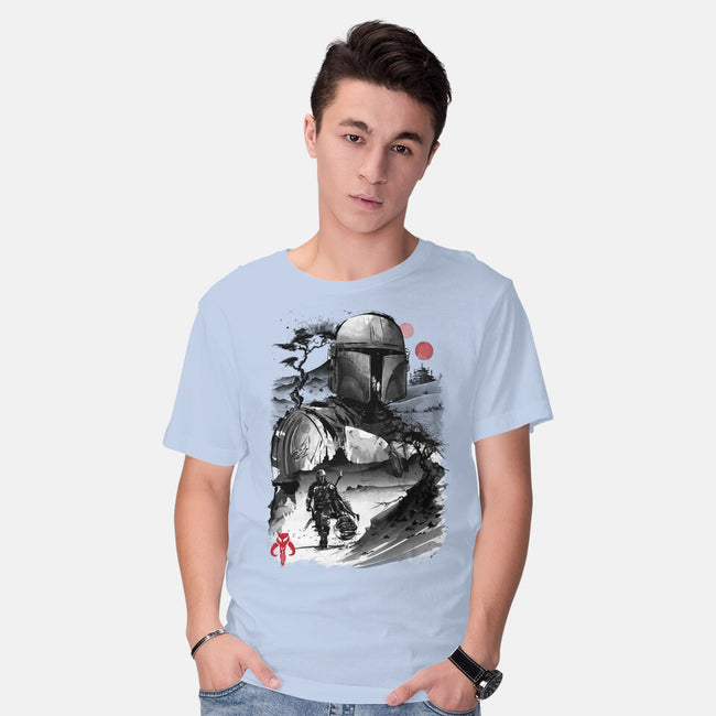 Bounty Hunter In The Desert Sumi-e-mens basic tee-DrMonekers