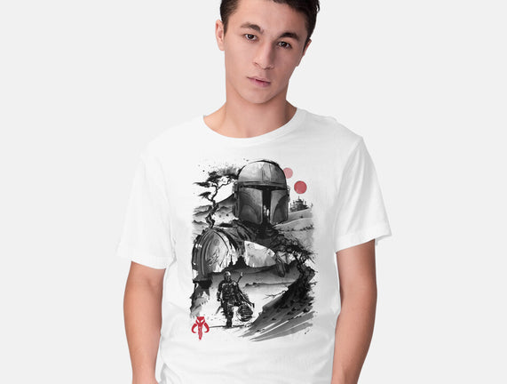 Bounty Hunter In The Desert Sumi-e