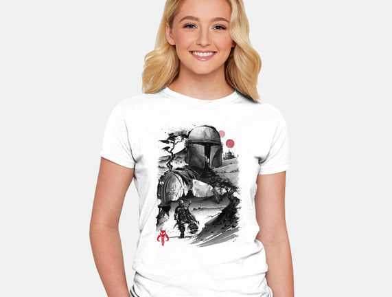 Bounty Hunter In The Desert Sumi-e