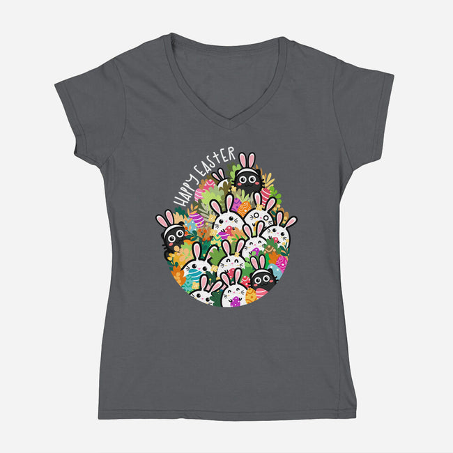 Easter Bunnies-womens v-neck tee-bloomgrace28