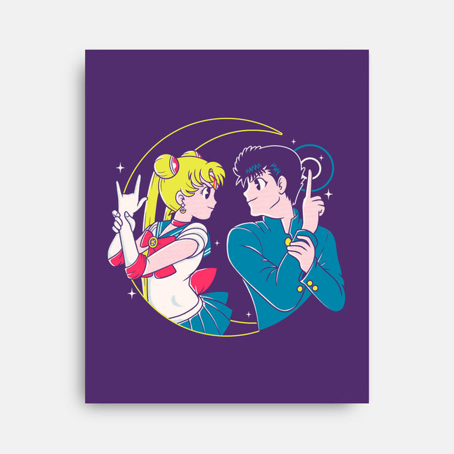 Retro Anime Battle-none stretched canvas-Eoli Studio
