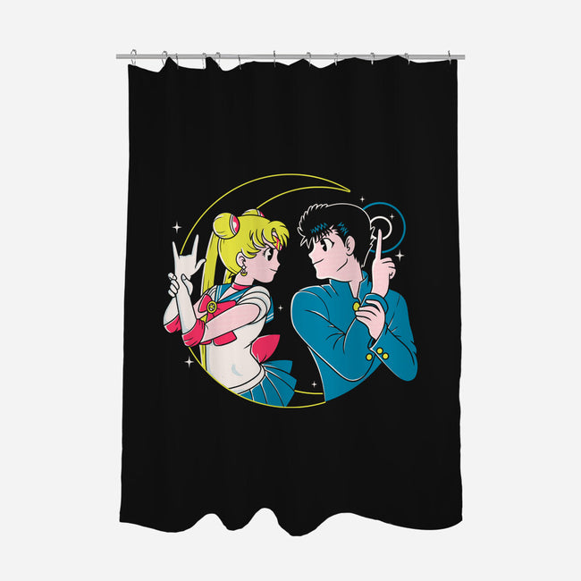 Retro Anime Battle-none polyester shower curtain-Eoli Studio