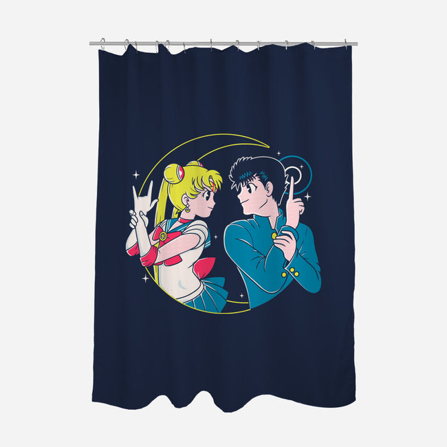 Retro Anime Battle-none polyester shower curtain-Eoli Studio