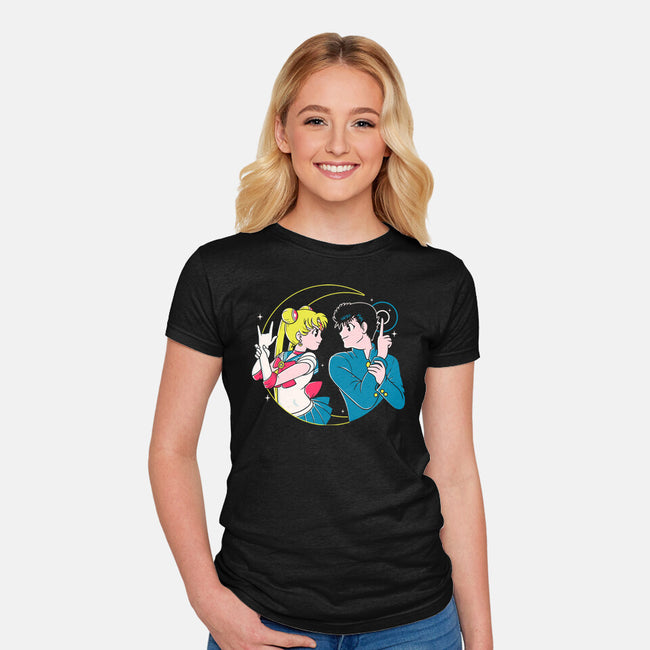 Retro Anime Battle-womens fitted tee-Eoli Studio