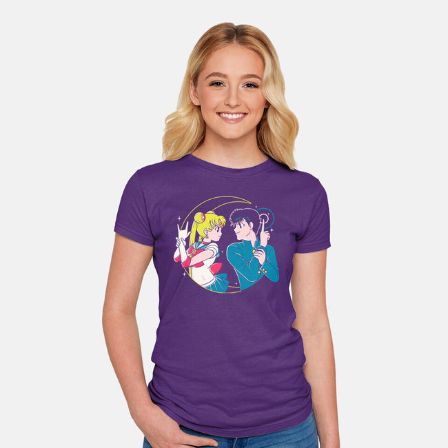 Retro Anime Battle-womens fitted tee-Eoli Studio