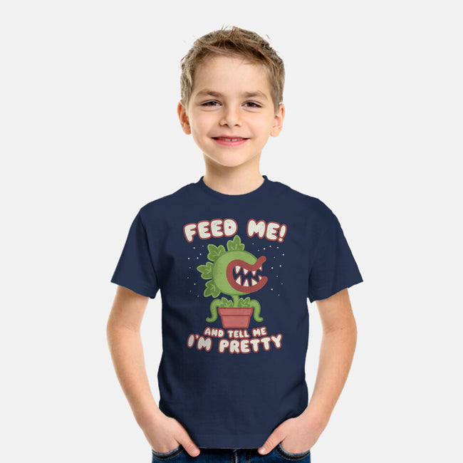 Feed Me! And Tell Me I'm Pretty-youth basic tee-Weird & Punderful