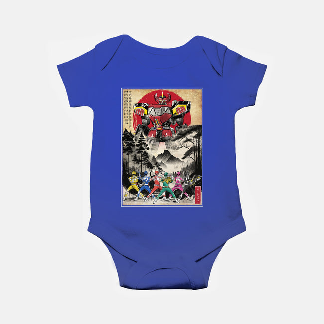 Rangers In Japan Woodblock-baby basic onesie-DrMonekers