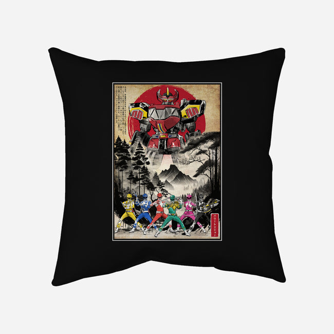 Rangers In Japan Woodblock-none removable cover throw pillow-DrMonekers