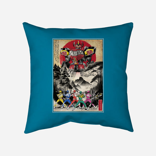 Rangers In Japan Woodblock-none removable cover throw pillow-DrMonekers