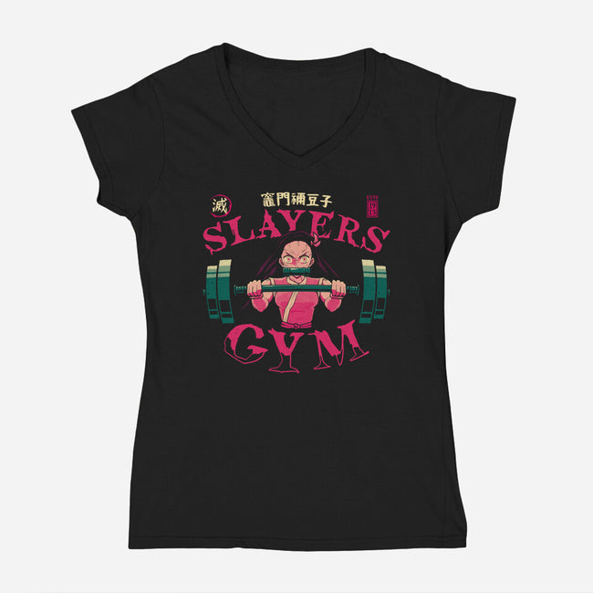 Nezuko Slayers Gym-womens v-neck tee-teesgeex