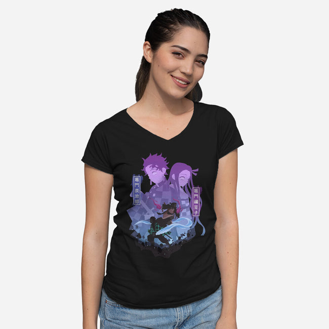 Tanjiro X Nezuko-womens v-neck tee-SipakatauDesign