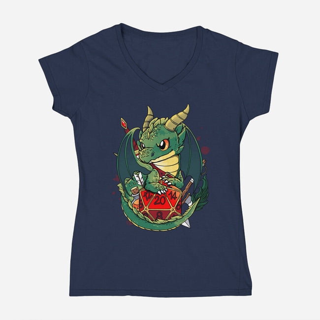 Dragon Role Dice-womens v-neck tee-Vallina84
