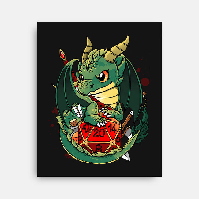 Dragon Role Dice-none stretched canvas-Vallina84