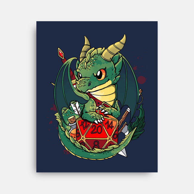 Dragon Role Dice-none stretched canvas-Vallina84