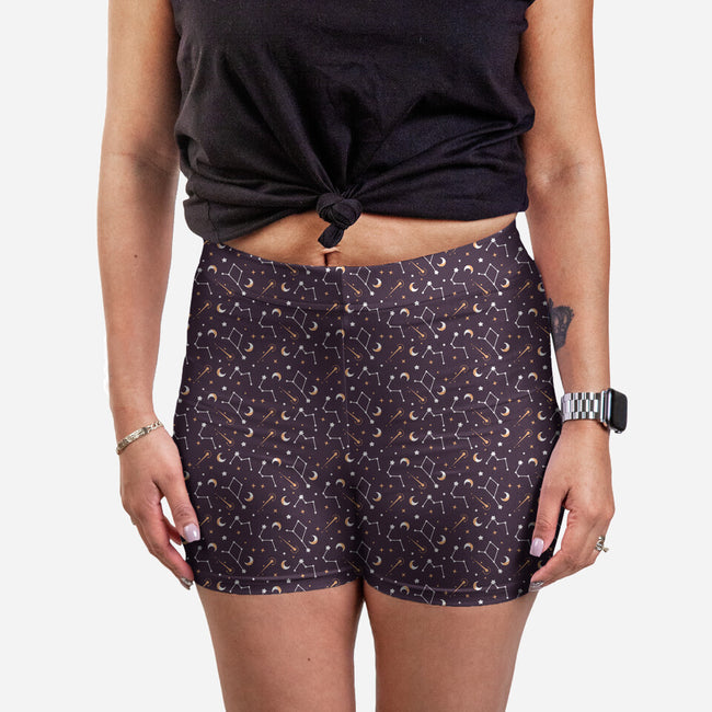 Golden Constellation Map-womens all over print sleep shorts-Snouleaf