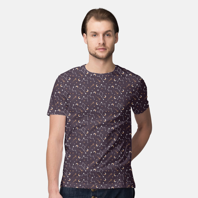 Golden Constellation Map-mens all over print crew neck tee-Snouleaf