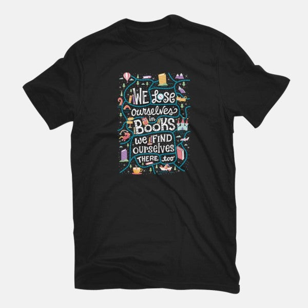 We Lose Ourselves in Books-youth basic tee-risarodil