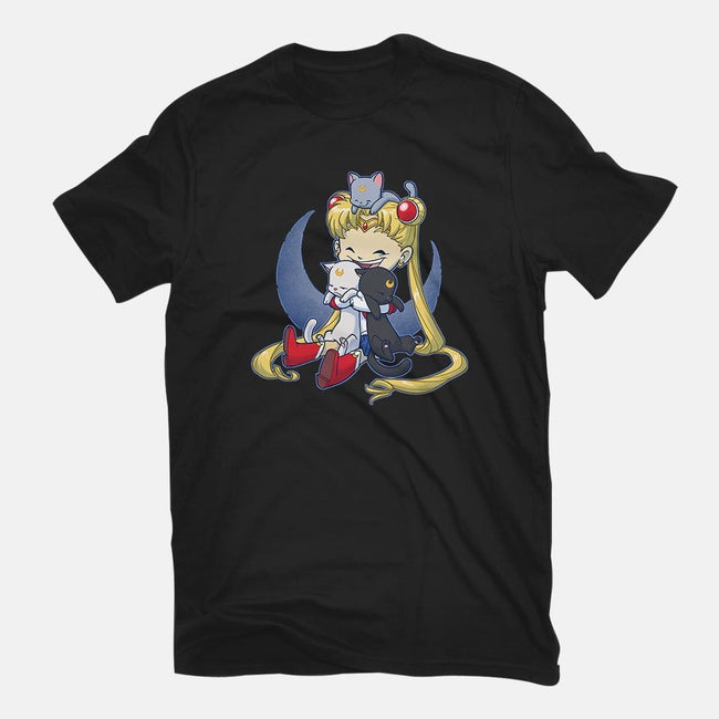 Crazy Moon Cat Lady-mens basic tee-DoOomcat