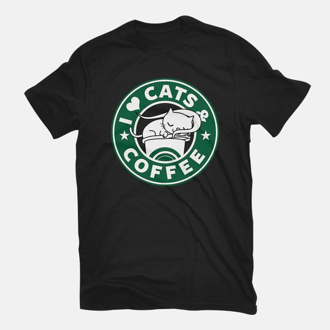 I Love Cats and Coffee-womens fitted tee-Boggs Nicolas