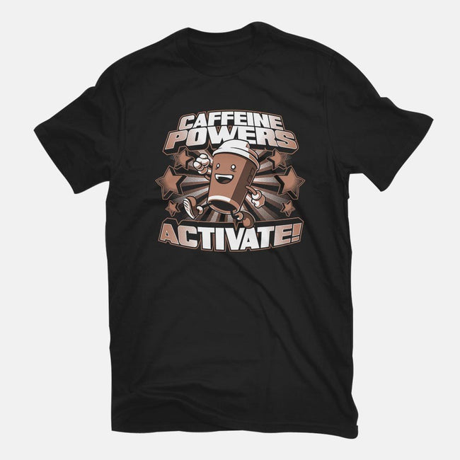 Caffeine Powers, Activate!-womens fitted tee-Obvian