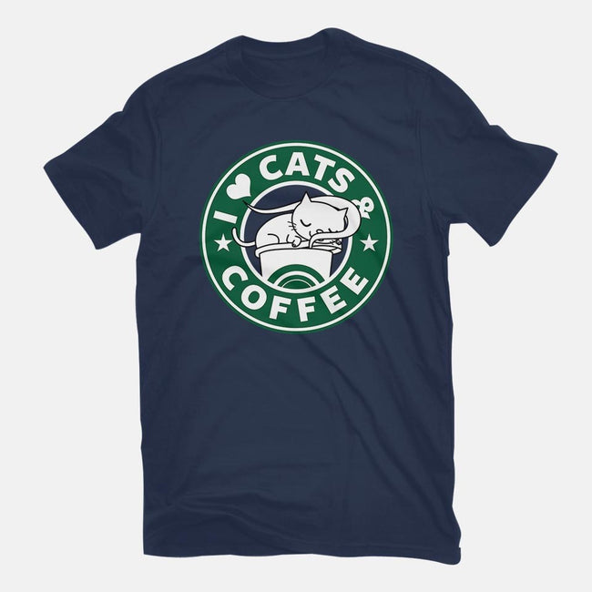 I Love Cats and Coffee-womens fitted tee-Boggs Nicolas