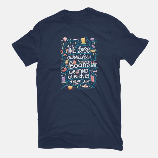 We Lose Ourselves in Books-youth basic tee-risarodil