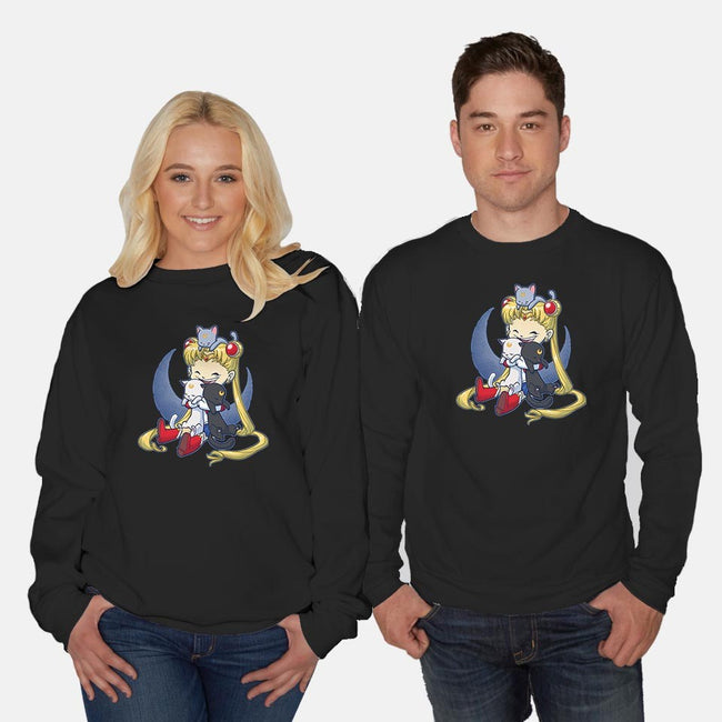 Crazy Moon Cat Lady-unisex crew neck sweatshirt-DoOomcat