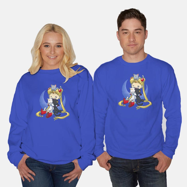 Crazy Moon Cat Lady-unisex crew neck sweatshirt-DoOomcat
