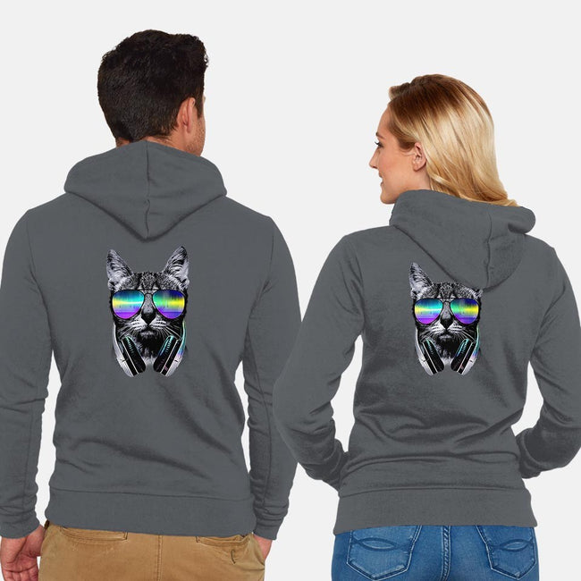 Music Lover Cat-unisex zip-up sweatshirt-clingcling