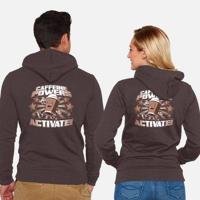 Caffeine Powers, Activate!-unisex zip-up sweatshirt-Obvian
