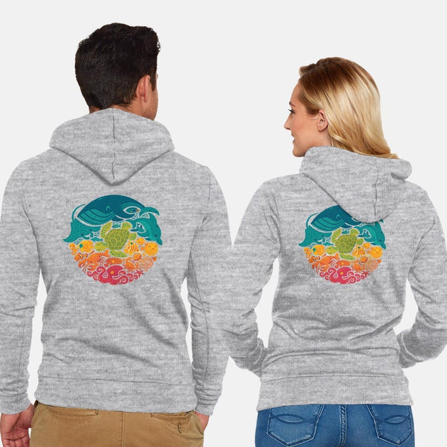 Aquatic Rainbow-unisex zip-up sweatshirt-Waynem